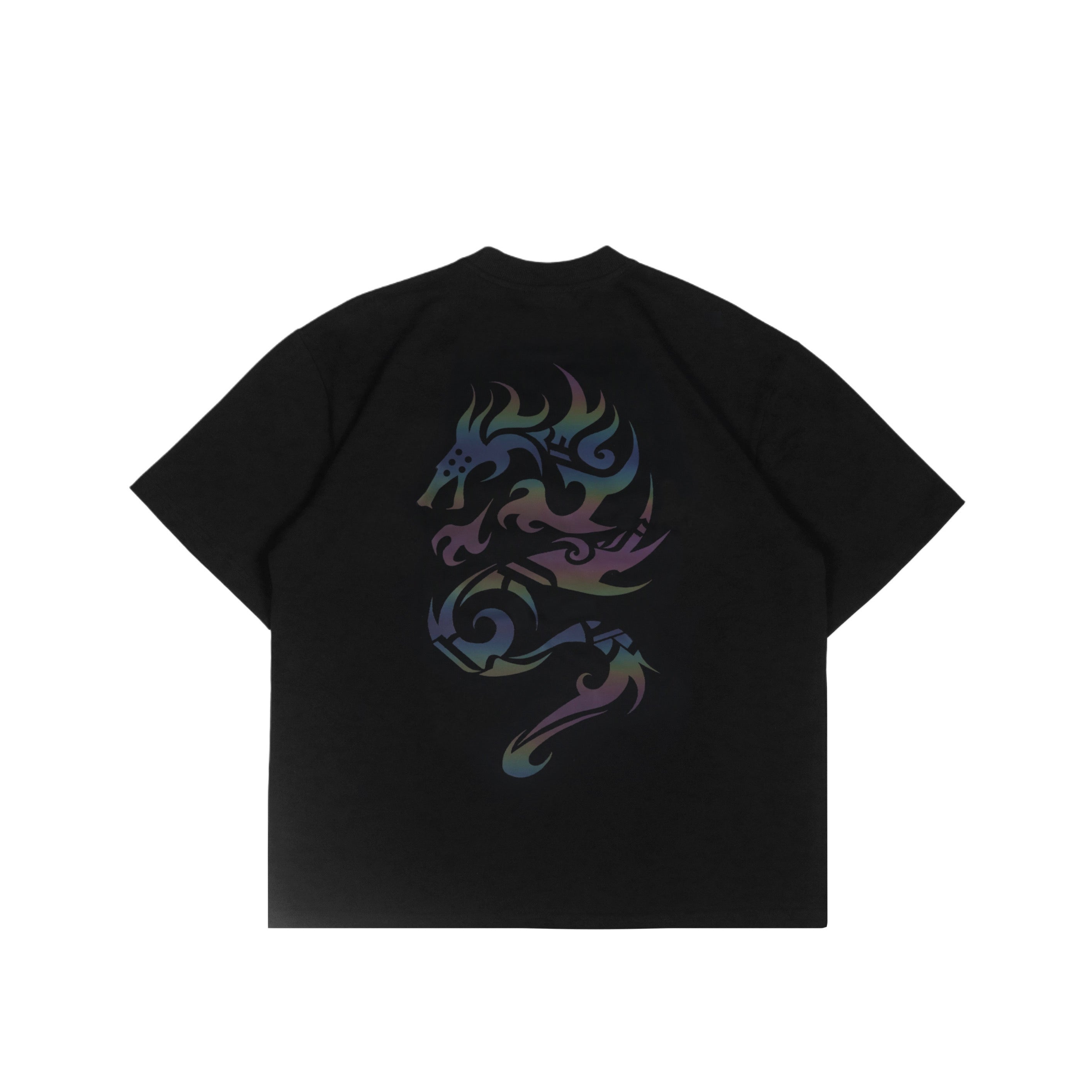 Rainbow Reflective Dragon Aura Tee Black