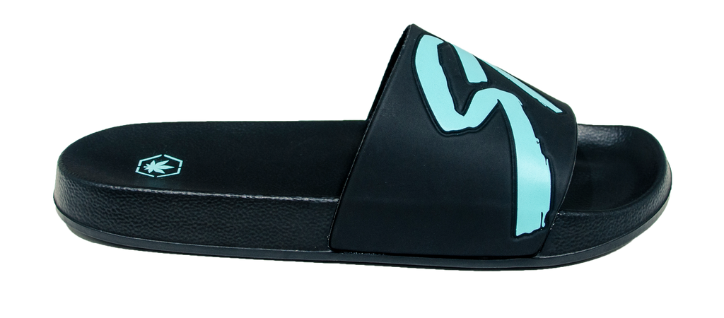 Stoned : Logo Sandals Black Tiffany