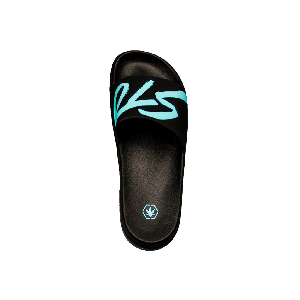 Stoned : Logo Sandals Black Tiffany