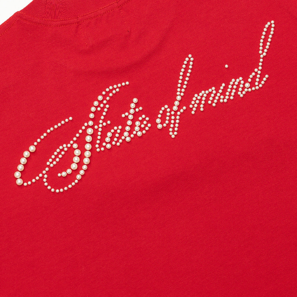 Blessed26 : Cursive Pearl Logo Tee Red