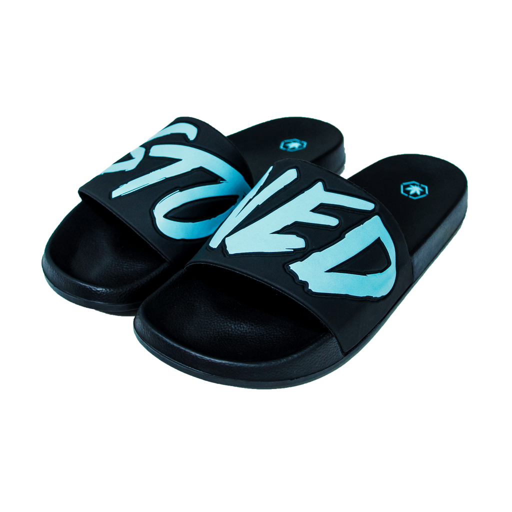 Stoned : Logo Sandals Black Tiffany