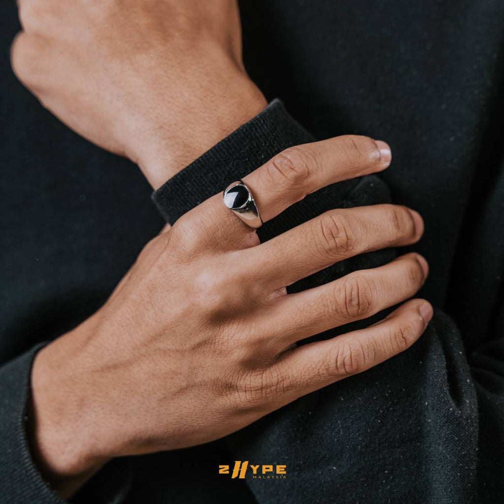 Onyx Stone Ring (Silver)
