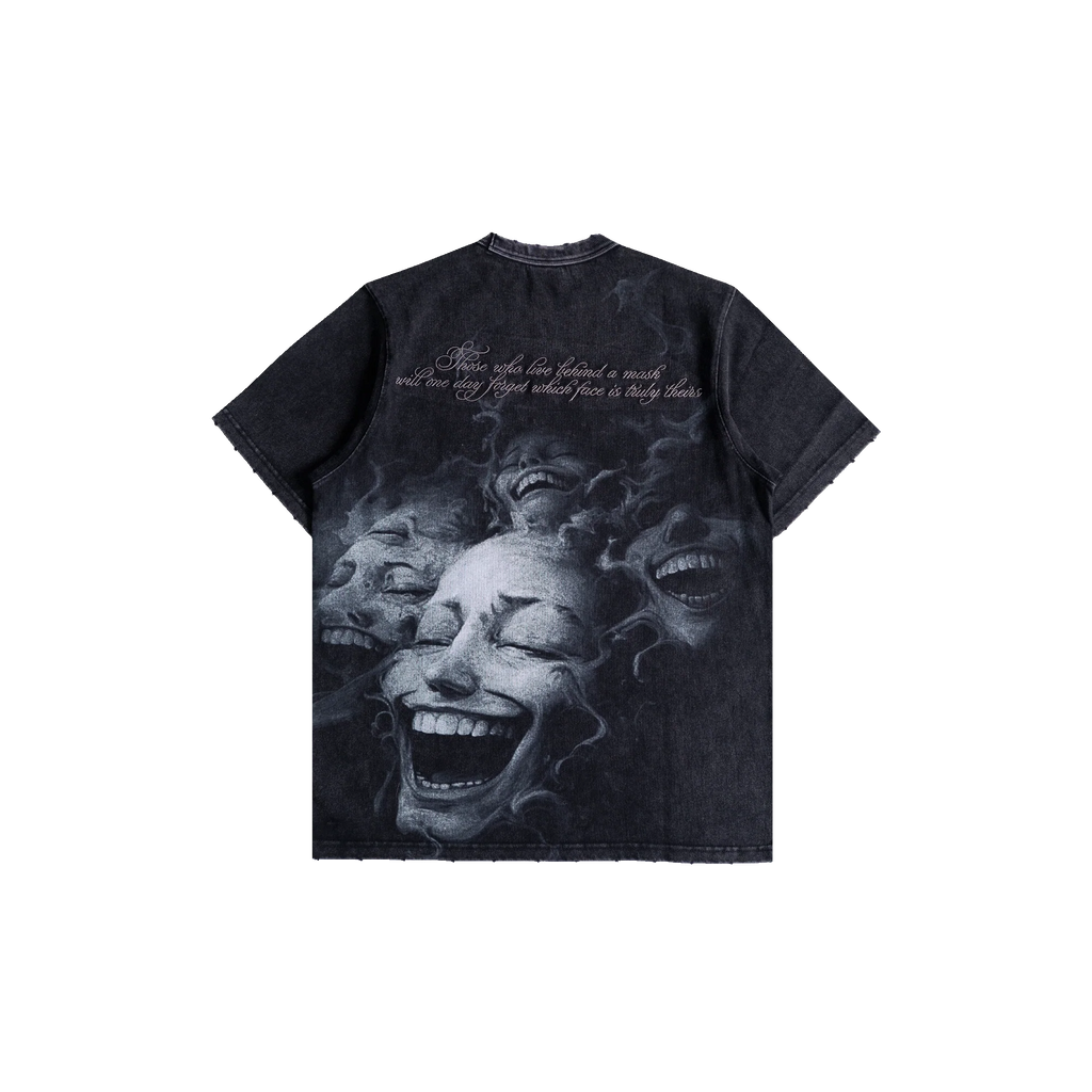 Stonewashed Faces Tee Black
