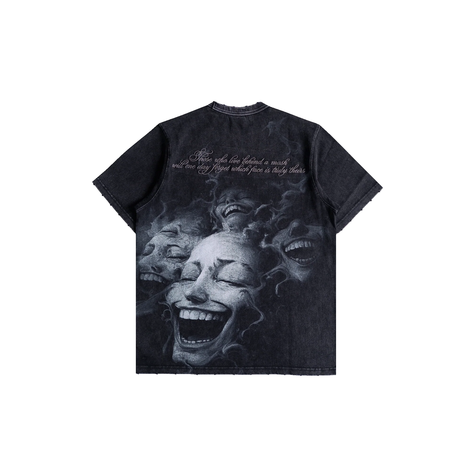 Stonewashed Faces Tee Black