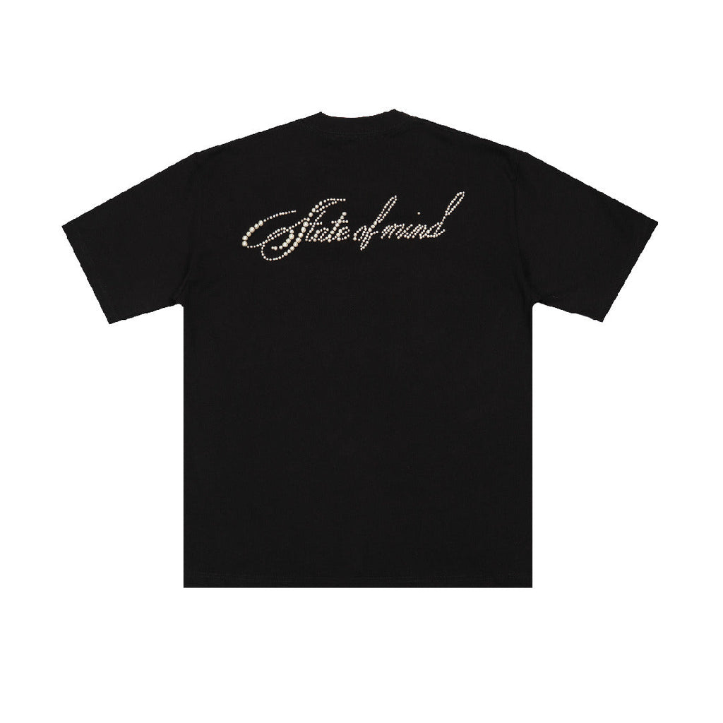 Blessed26 : Cursive Pearl Logo Tee Black
