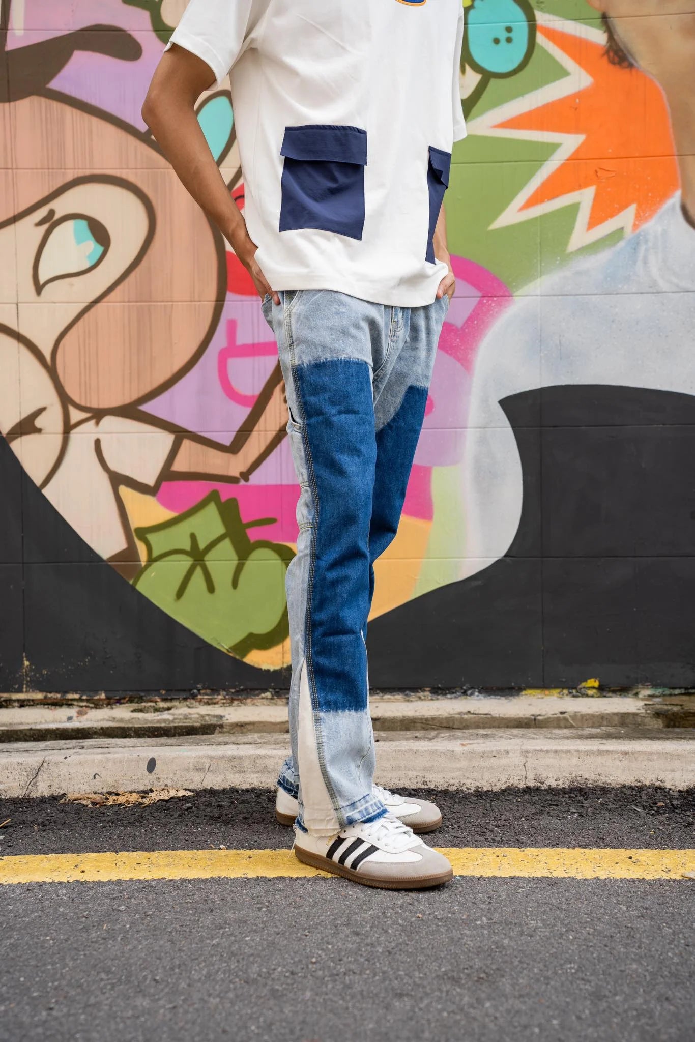Flare Carpenter Double Knee Jeans (Blue)