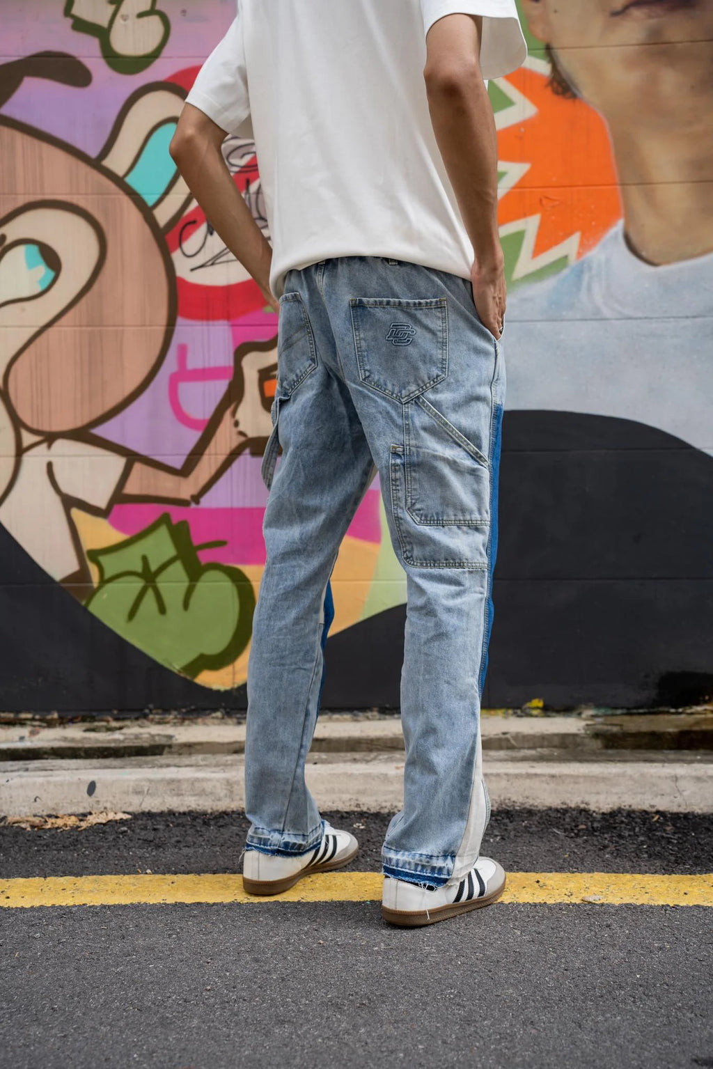 Flare Carpenter Double Knee Jeans (Blue)