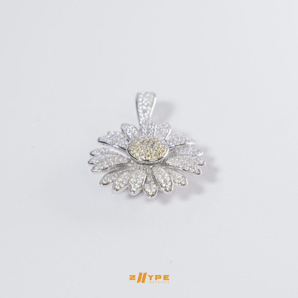 Iced-Out Sunflower Pendant