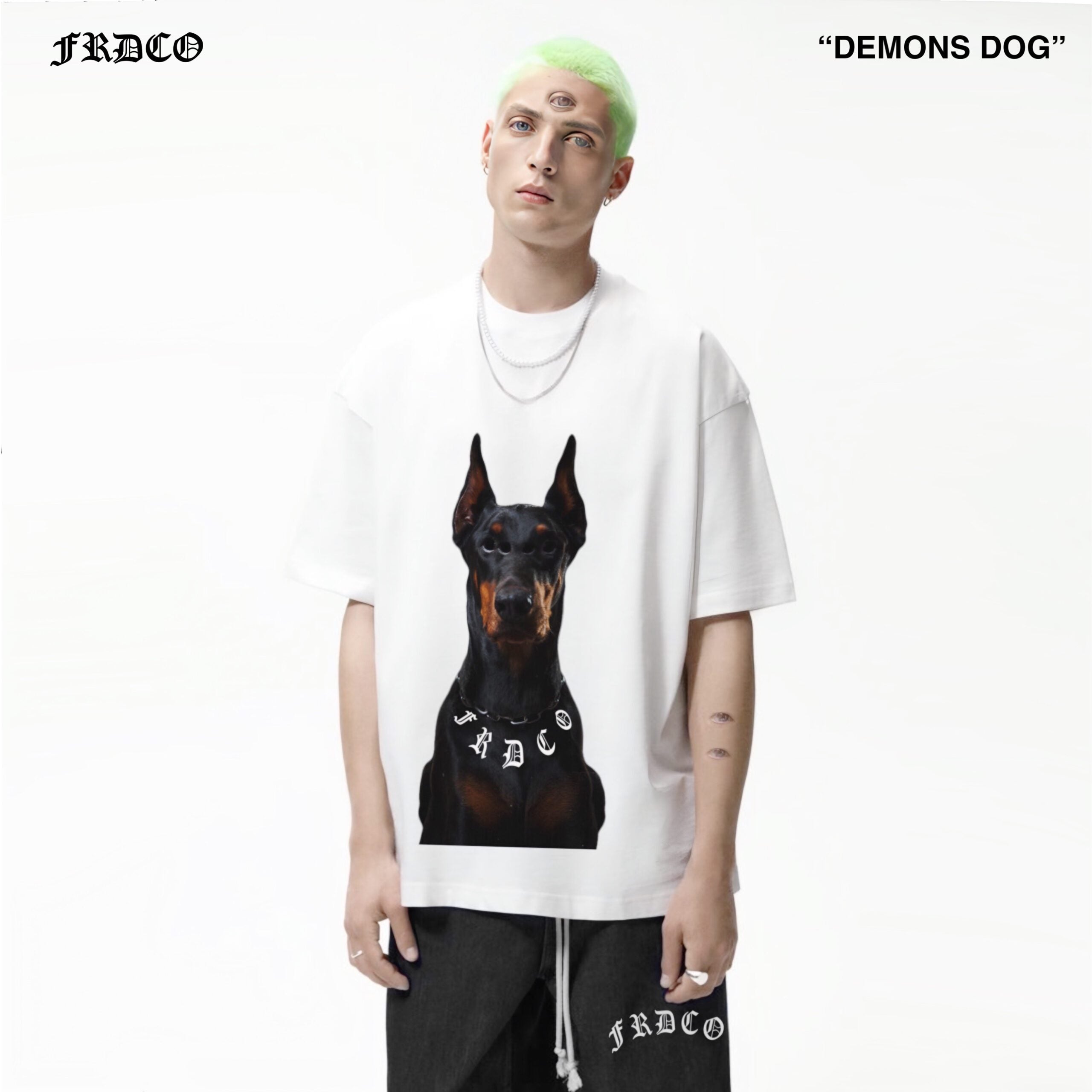 Dog Head Logo Tee White