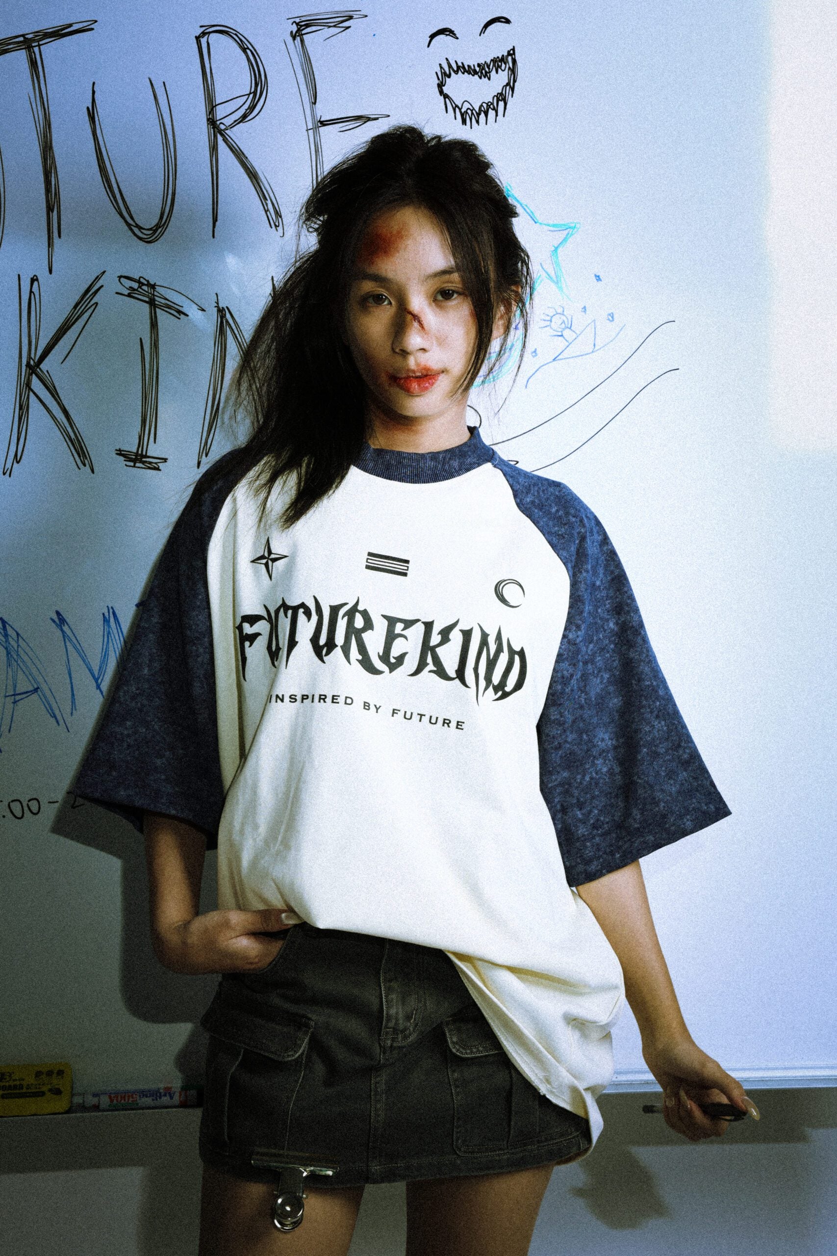 Social Test Retro Washed Tee Blue