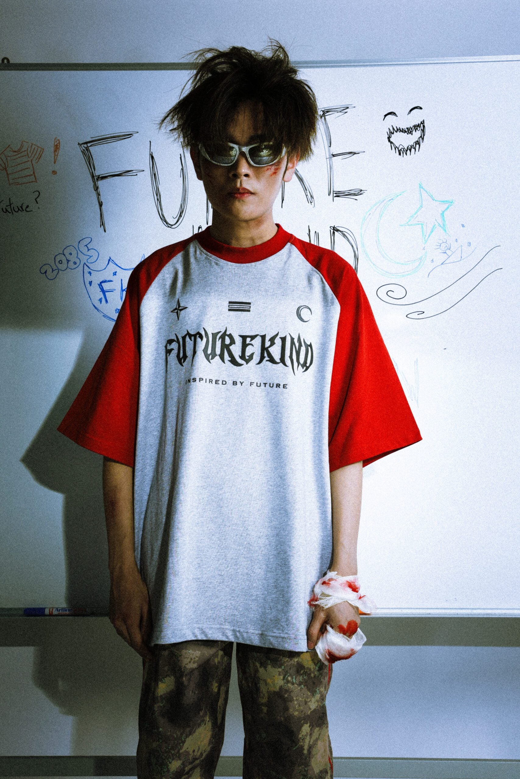 Social Test Retro Melange Tee Maroon