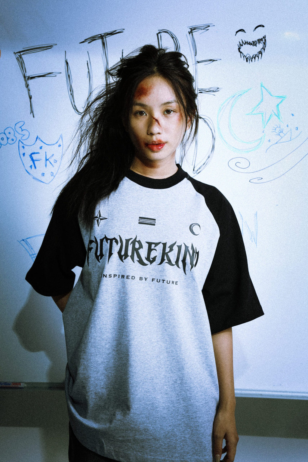 Social Test Retro Melange Tee Black