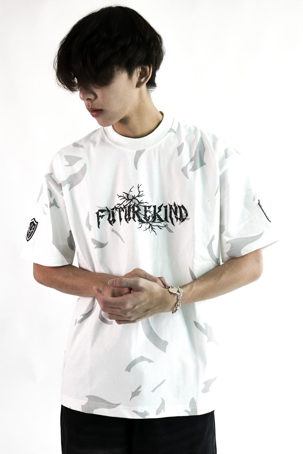 Time Crack Double Badges Tee White