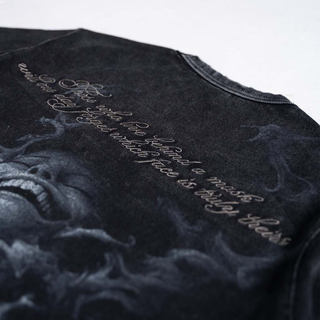 Stonewashed Faces Tee Black
