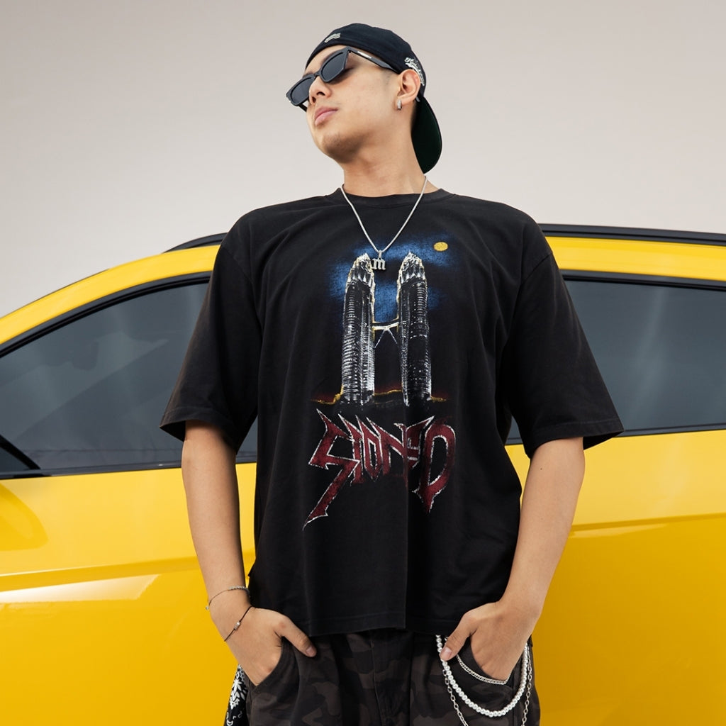 EOT : Twin Tower Washed Tee Black