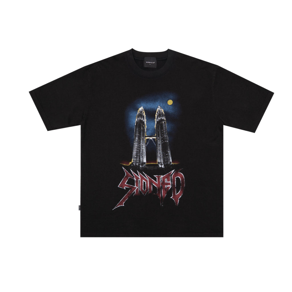 EOT : Twin Tower Washed Tee Black