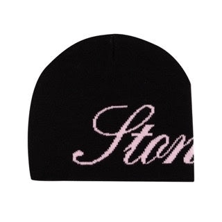 Stoned&Co ATC : Cursive Beanie Black Pink