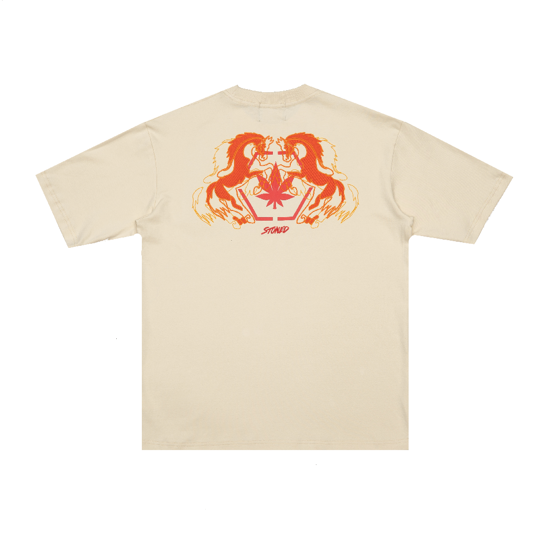 Dark Horse : Twin Horses Tee Beige