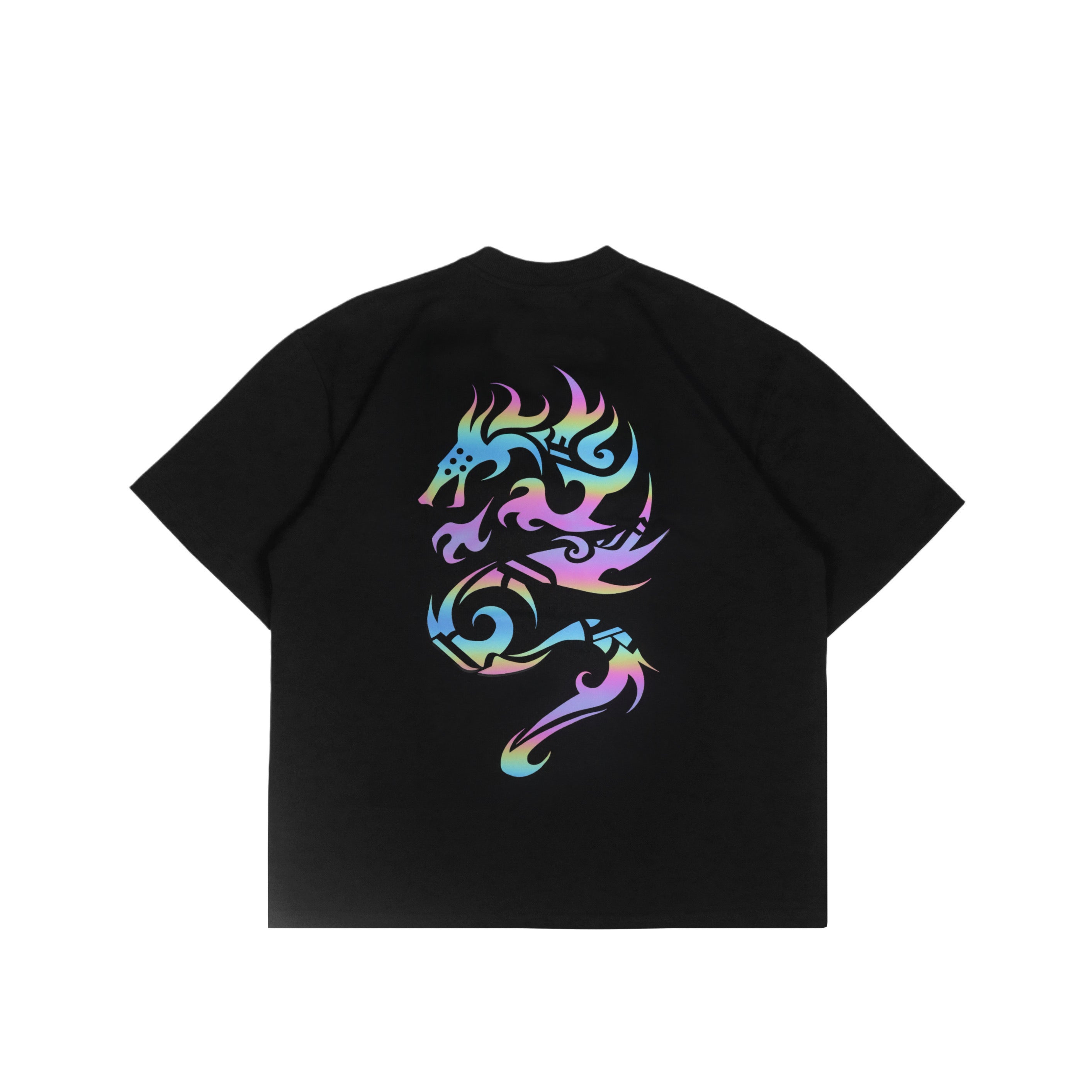 Rainbow Reflective Dragon Aura Tee Black