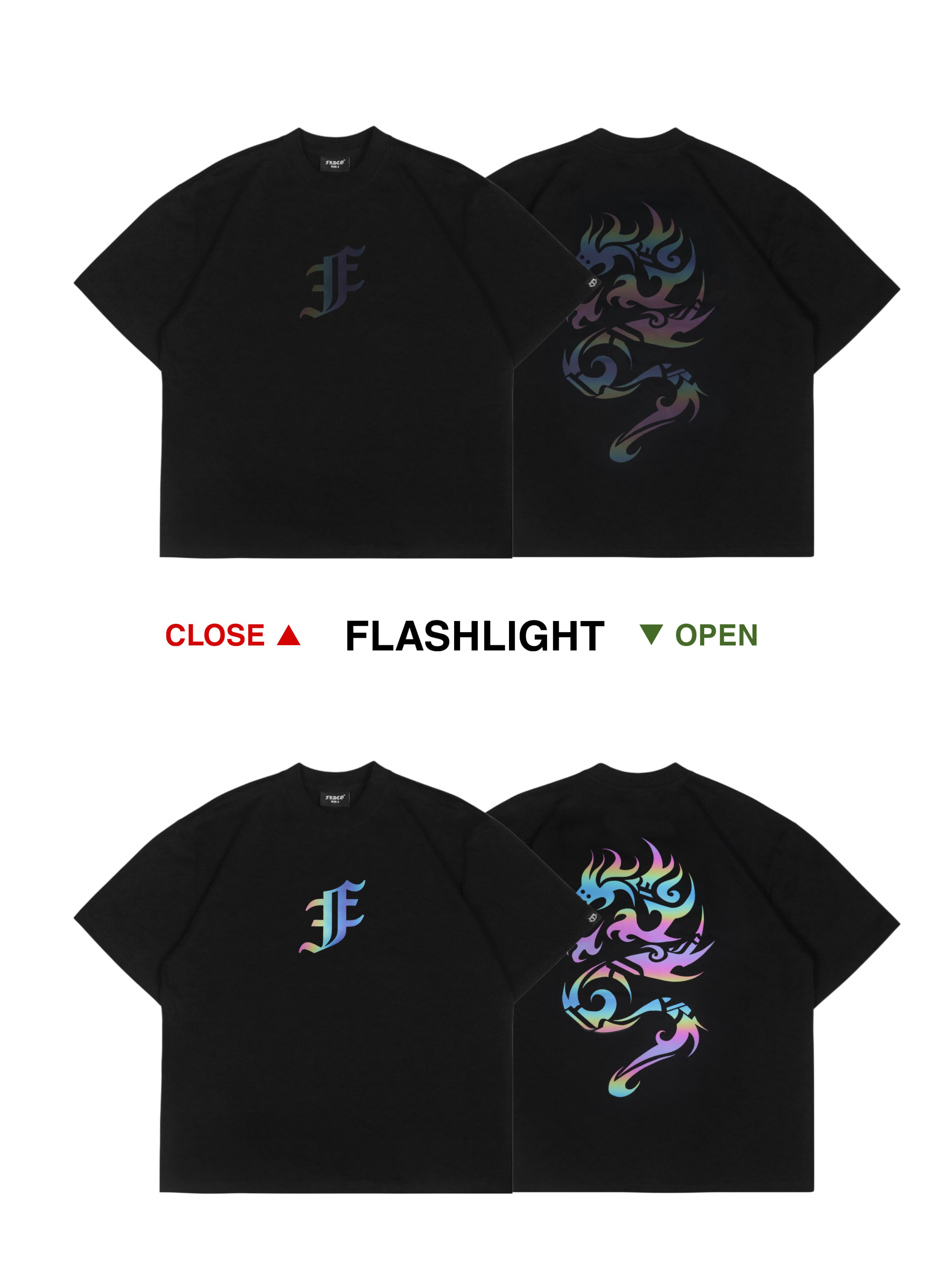 Rainbow Reflective Dragon Aura Tee Black