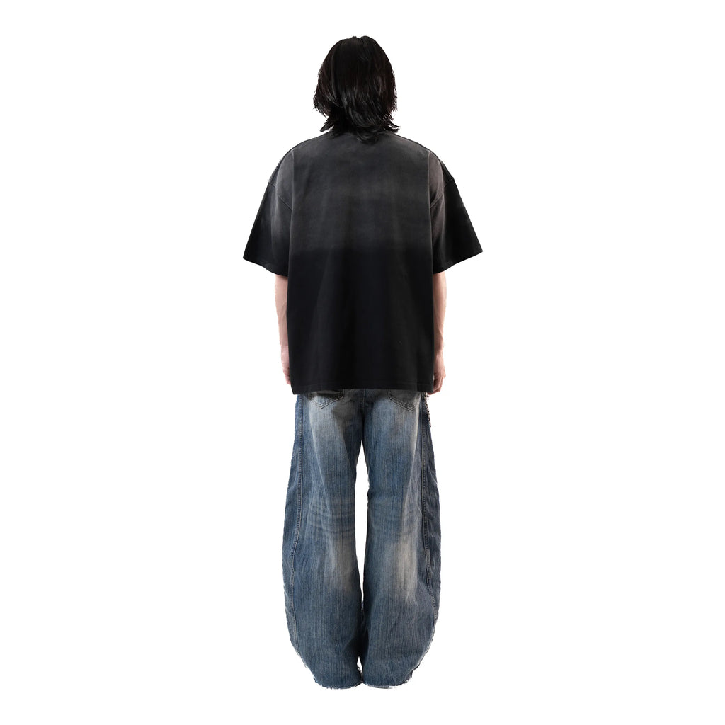 Washed Split Emblem Tee Black