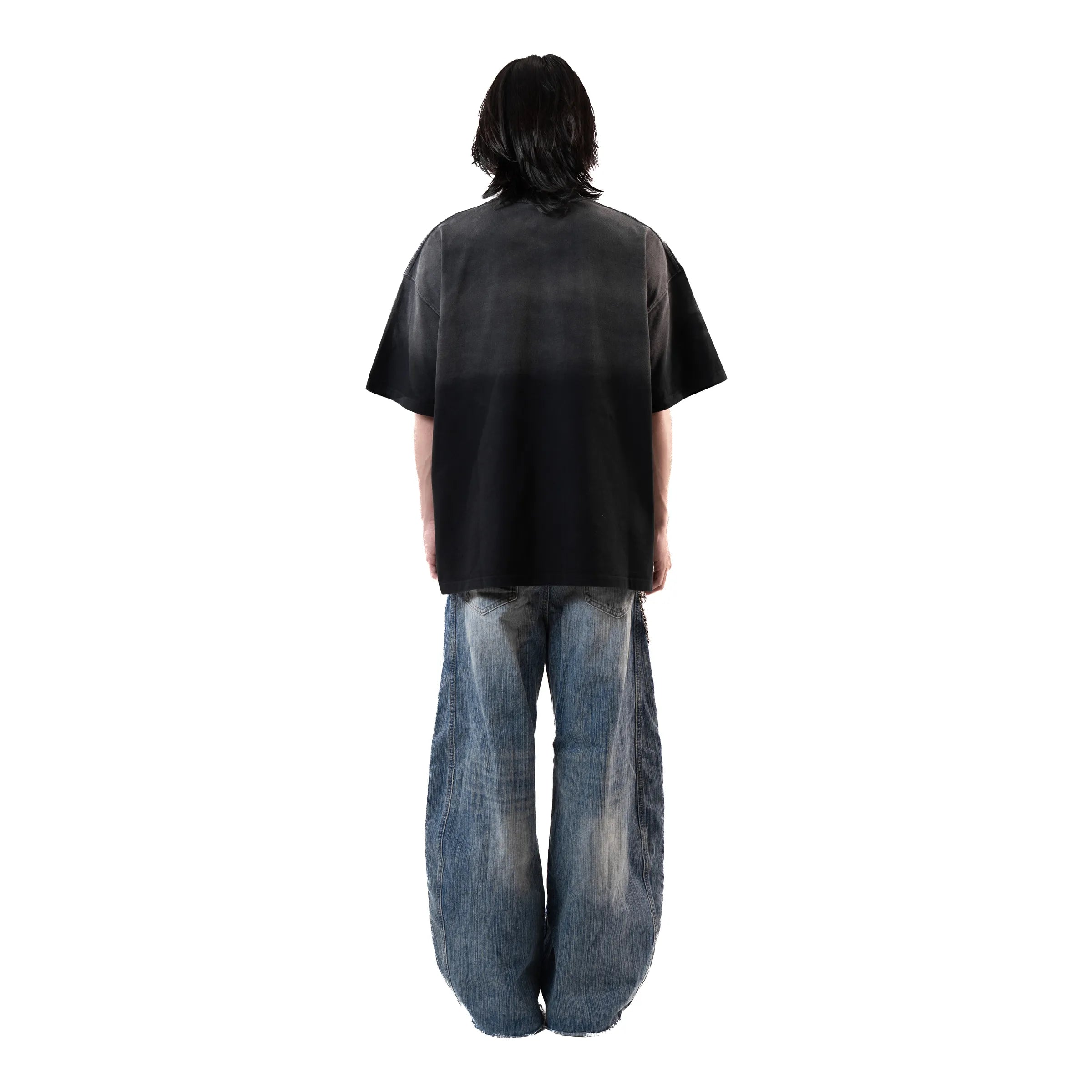 Washed Split Emblem Tee Black