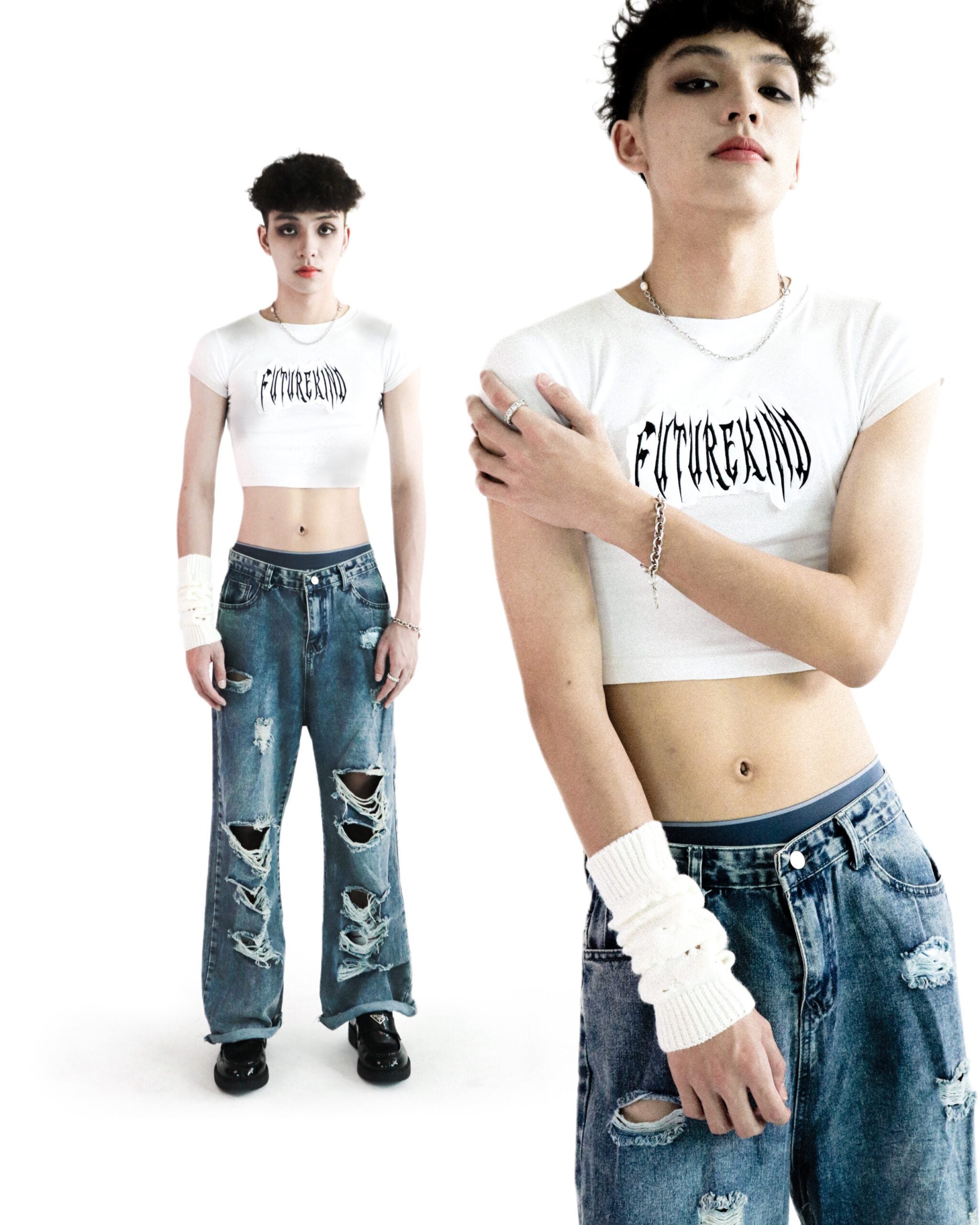 Sand Structure Crop Top Khaki