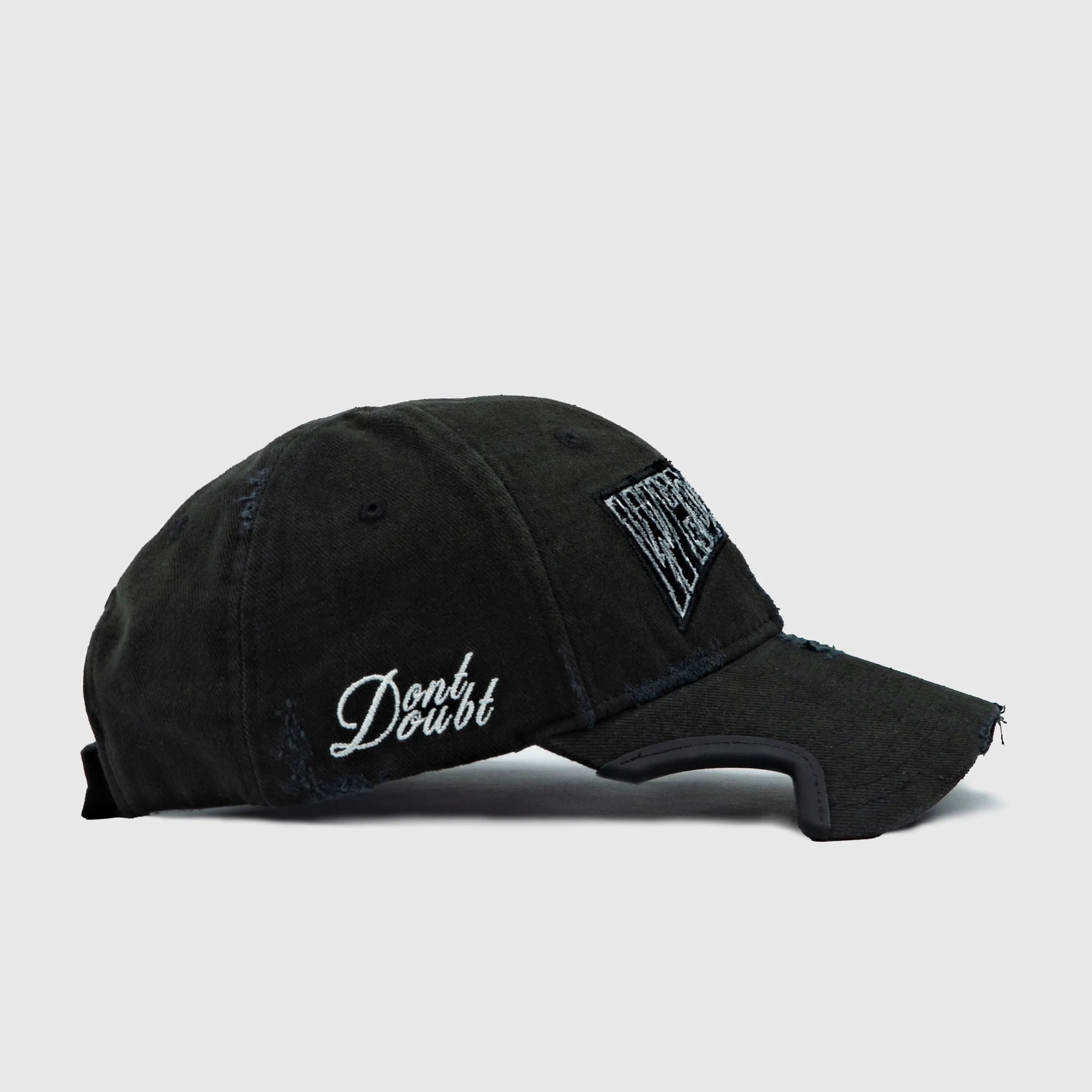 Distressed Logo Cap Black