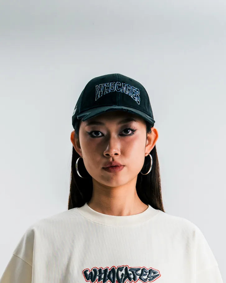 Distressed Logo Cap Black