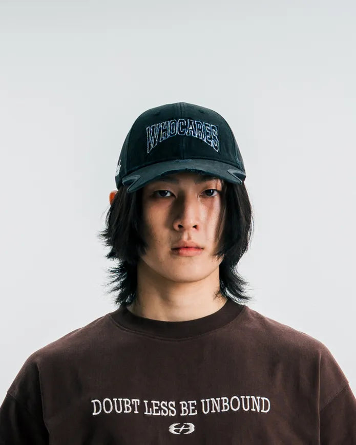 Distressed Logo Cap Black