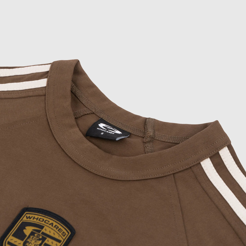 Distorted Whocares Logo Tee Brown