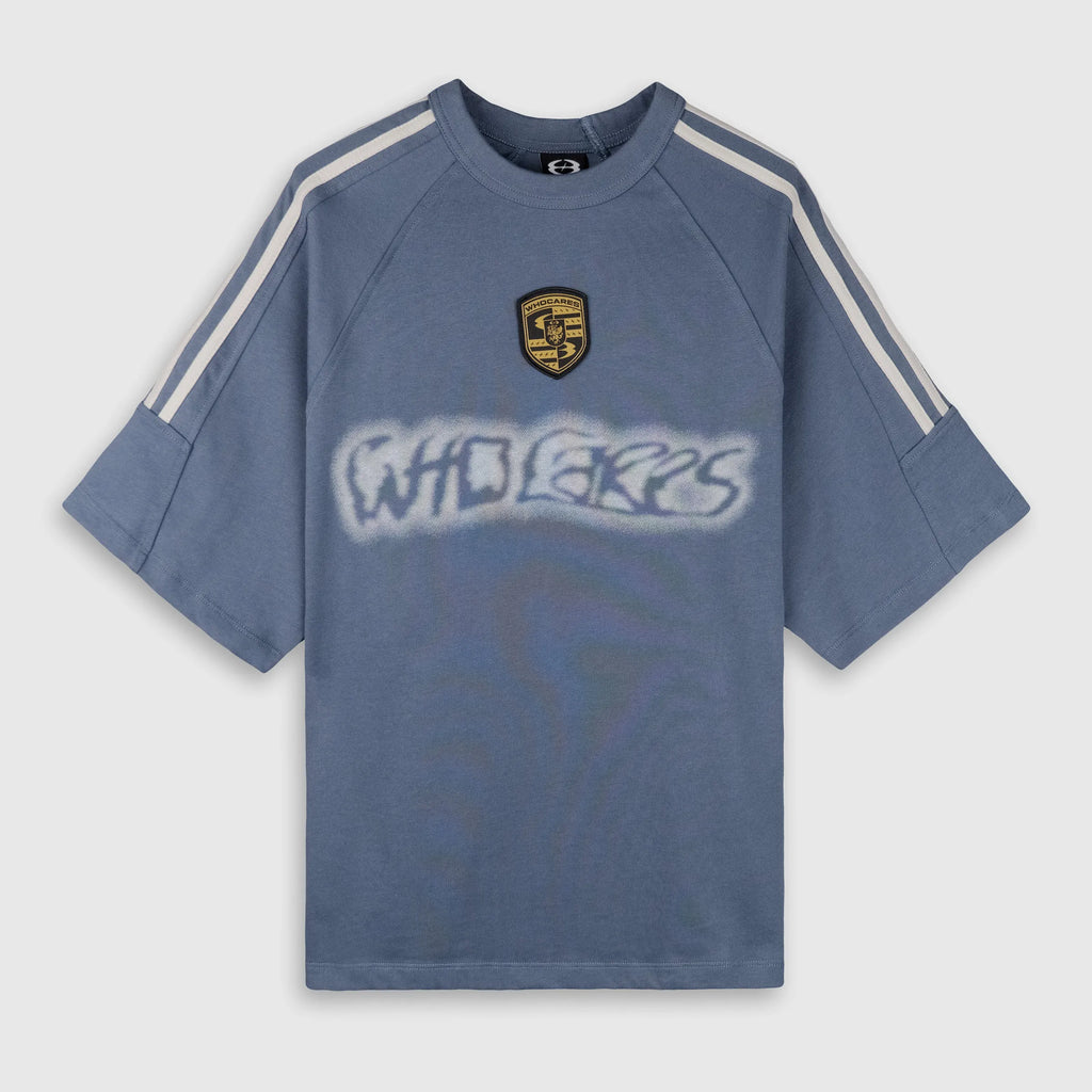 Distorted Whocares Logo Tee Ash Blue