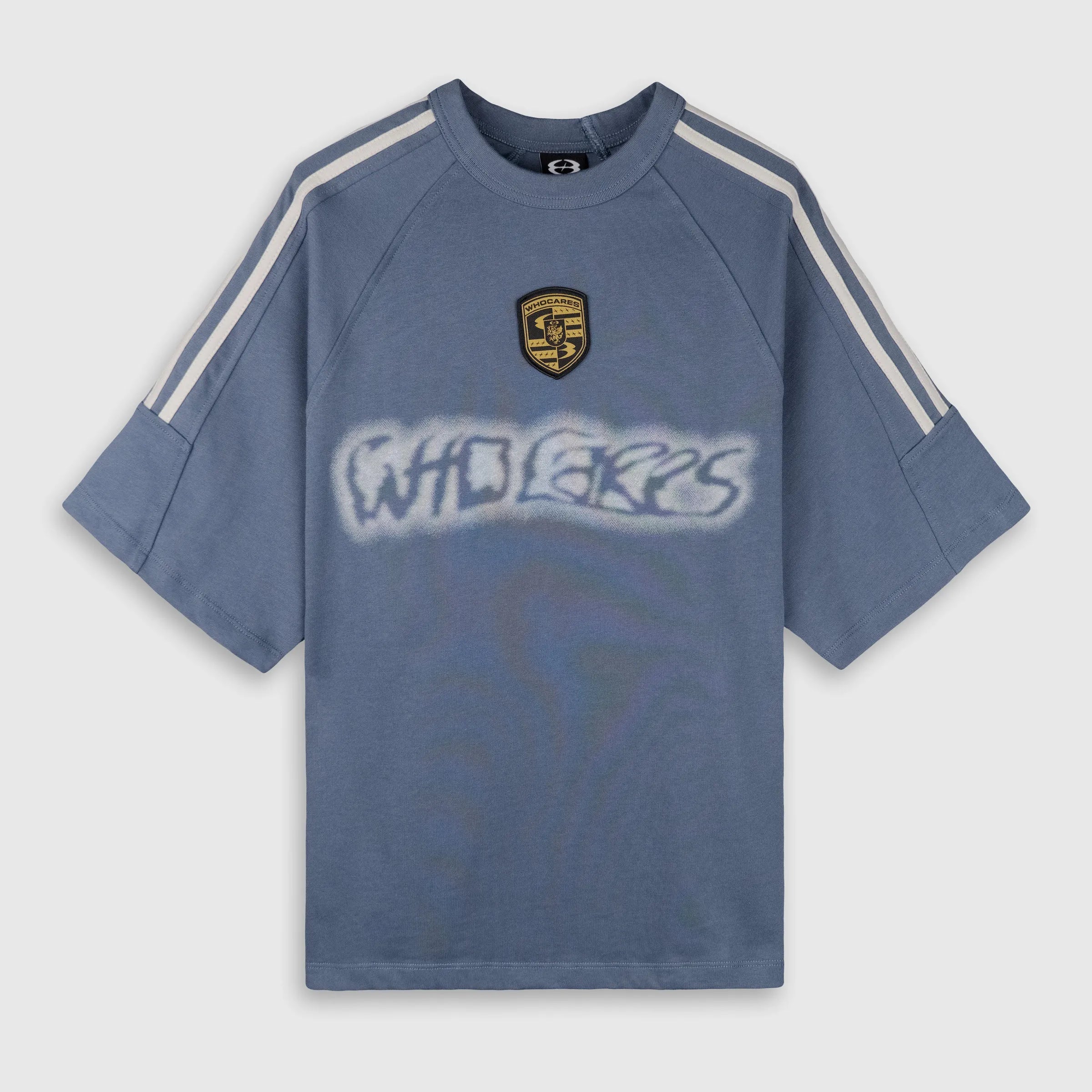 Distorted Whocares Logo Tee Ash Blue