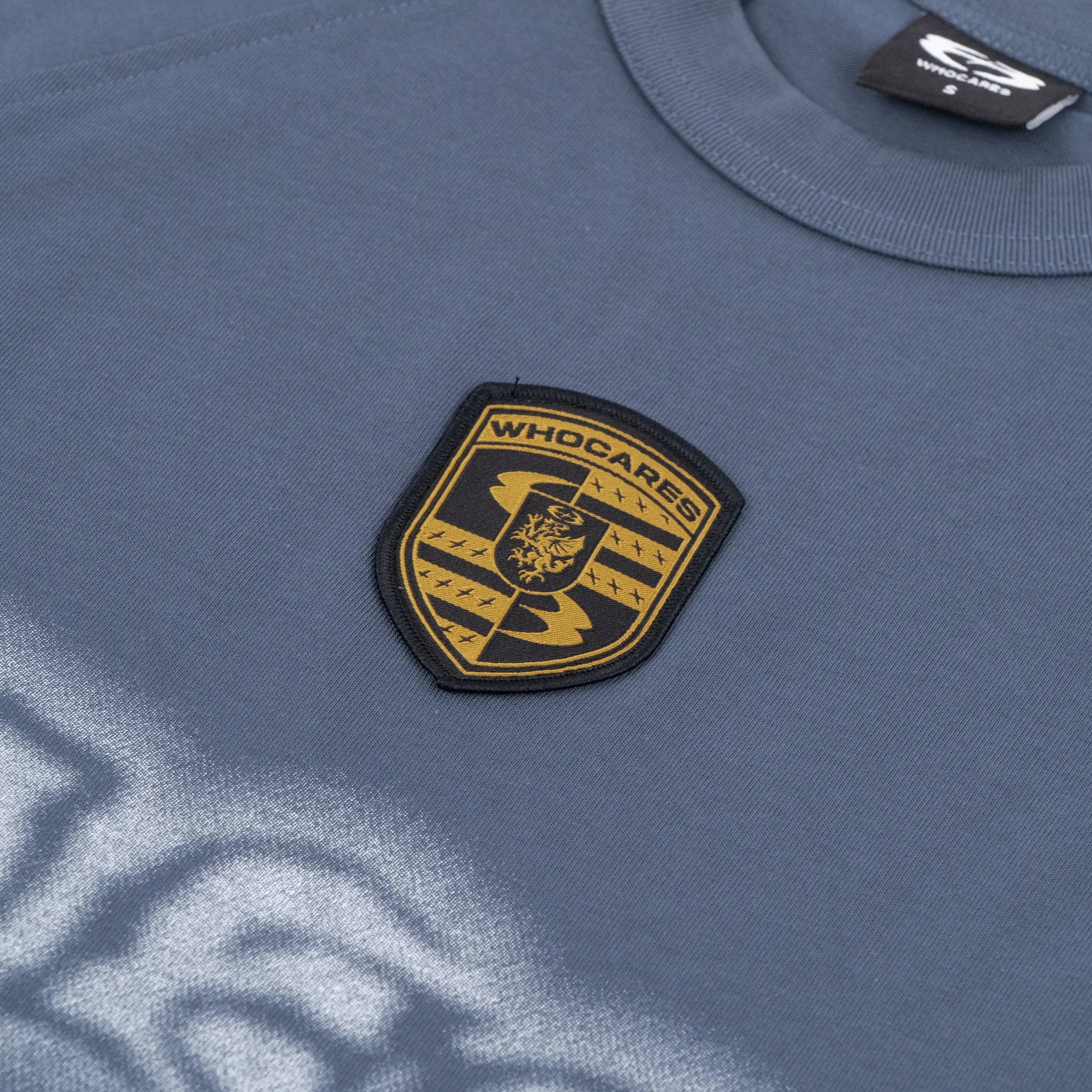 Distorted Whocares Logo Tee Ash Blue