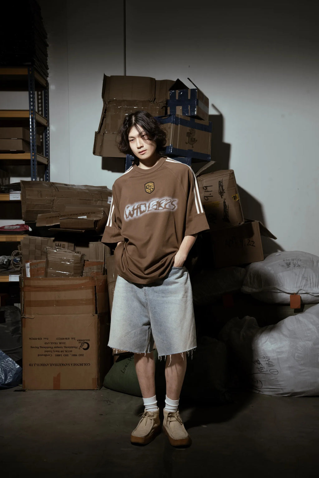 Distorted Whocares Logo Tee Brown