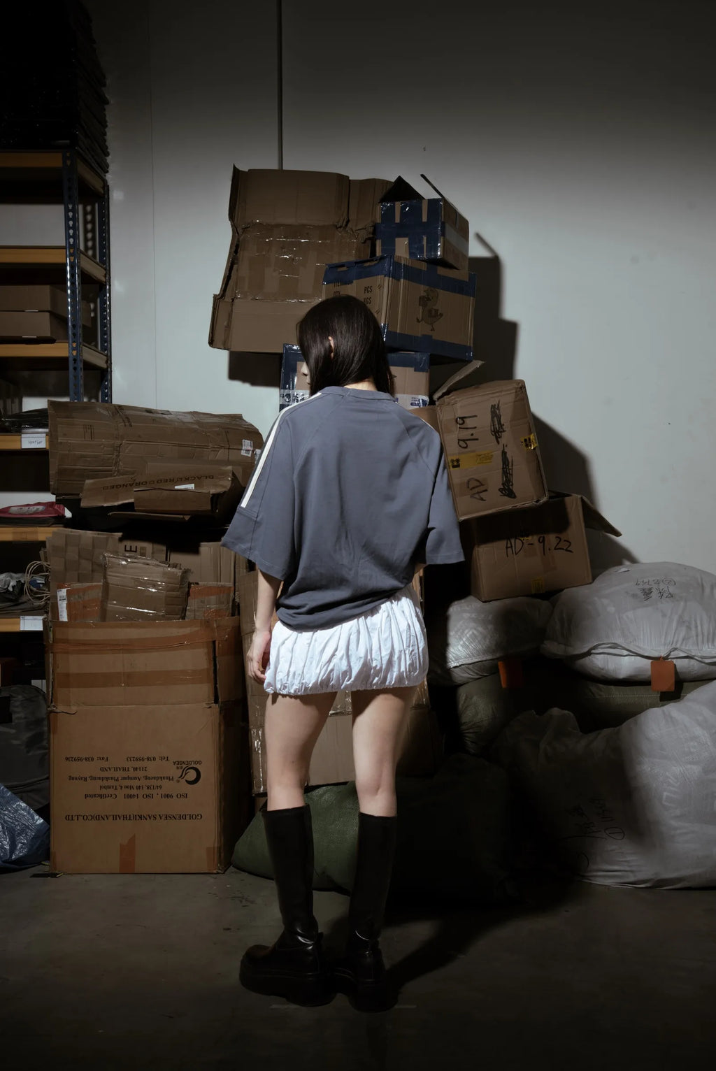 Distorted Whocares Logo Tee Ash Blue