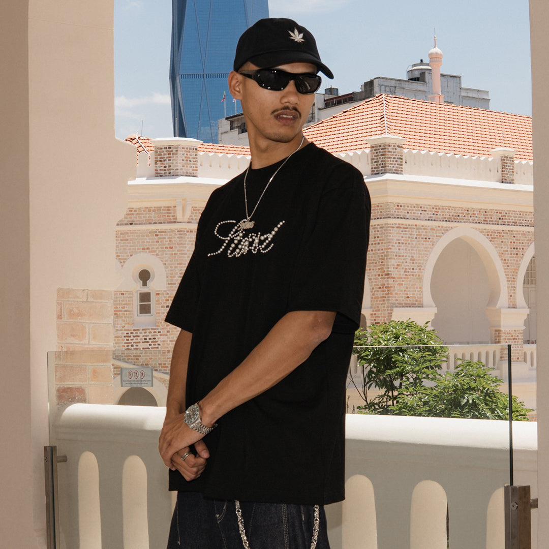 Blessed26 : Cursive Pearl Logo Tee Black