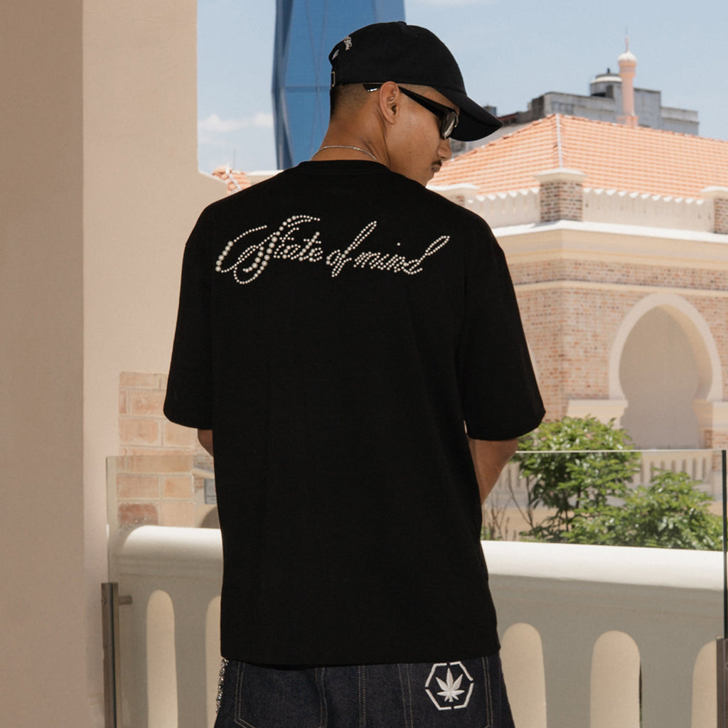 Blessed26 : Cursive Pearl Logo Tee Black