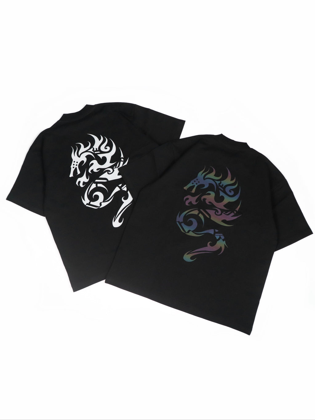 Rainbow Reflective Dragon Aura Tee Black