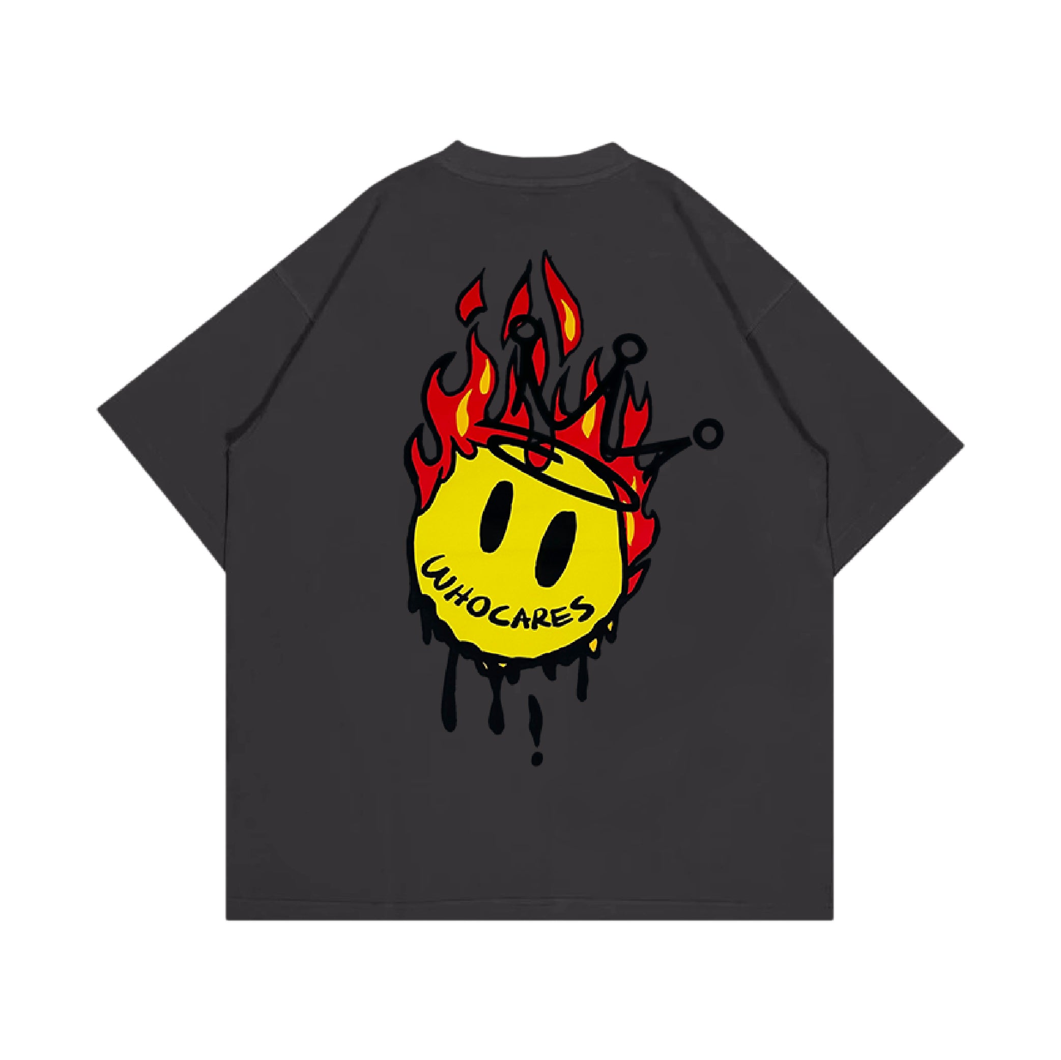 Burning Smiley Face Tee Black