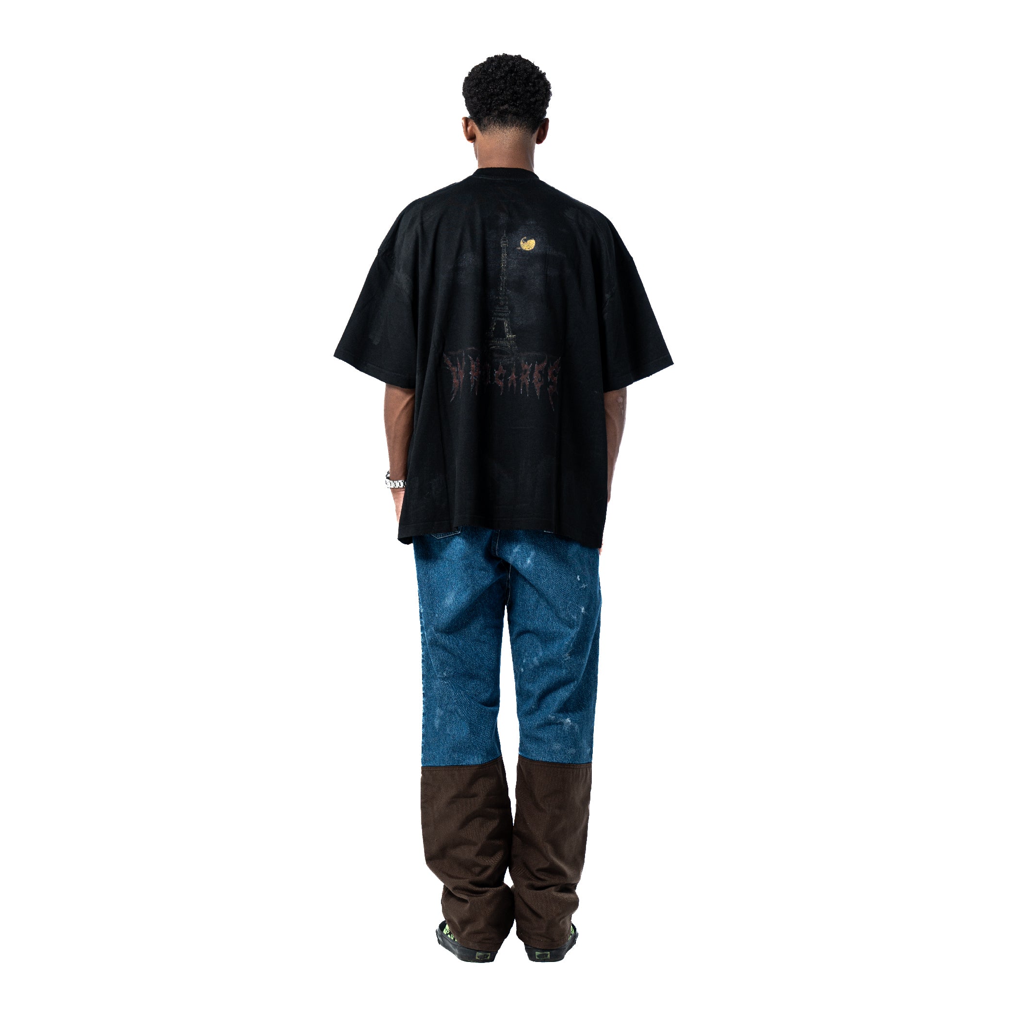 Distressed Eiffel Tower Tee Black