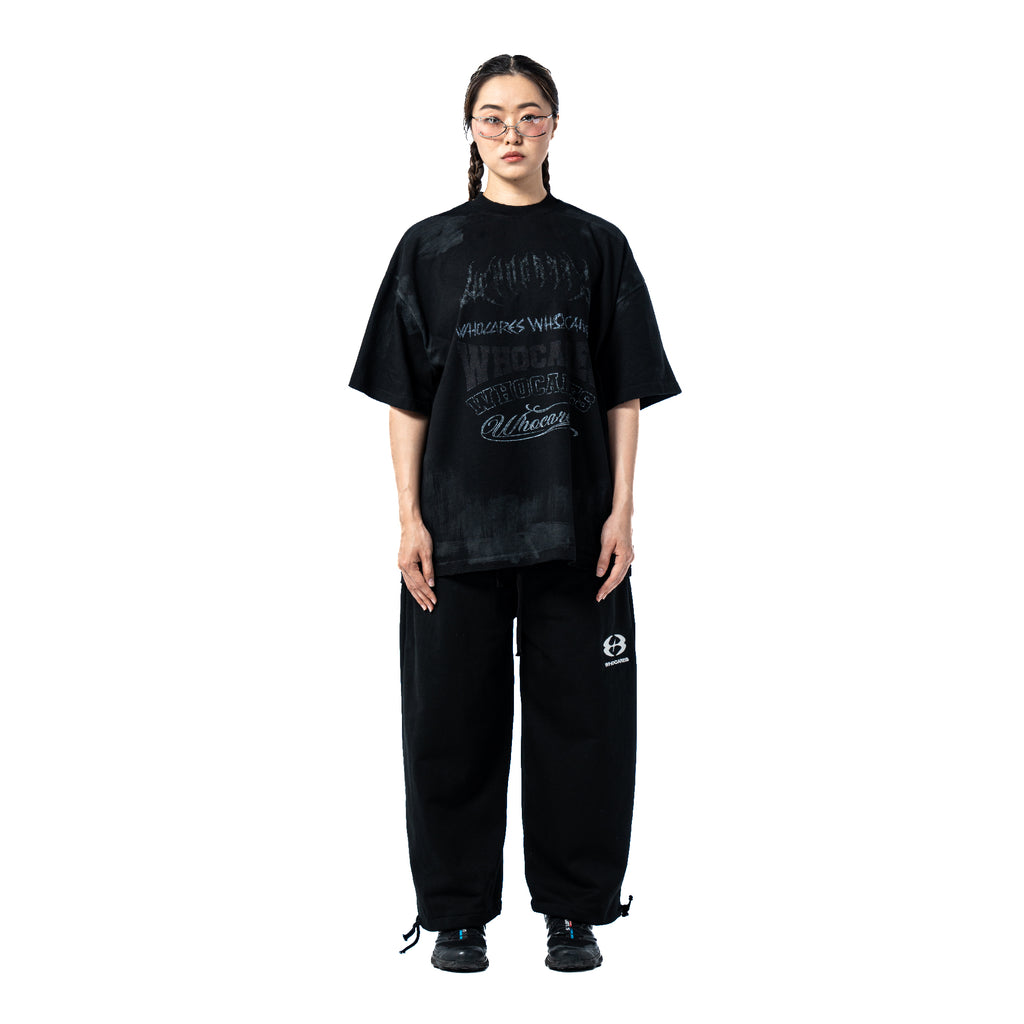 Distressed Multi Logo Tee Black