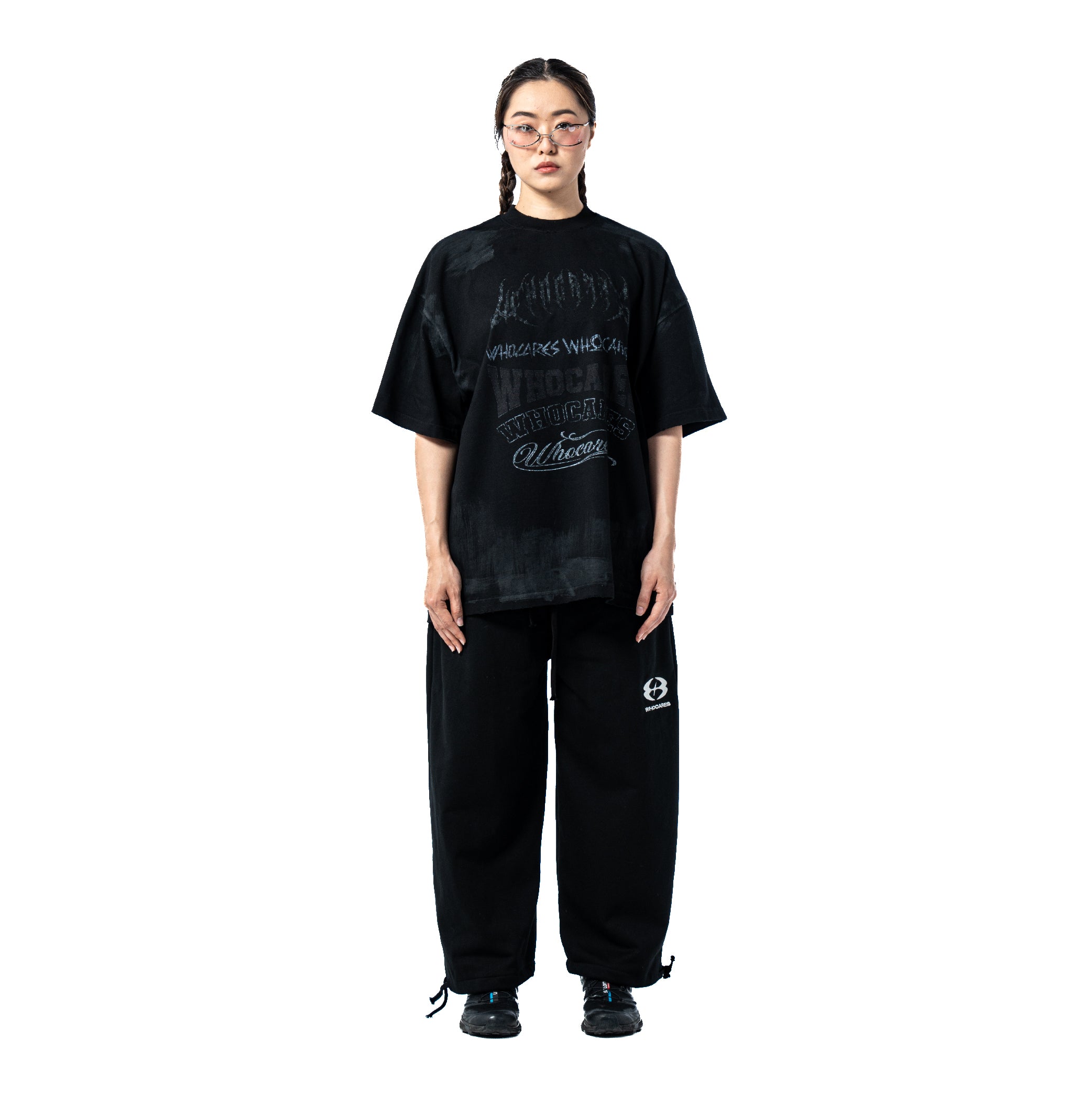 Distressed Multi Logo Tee Black