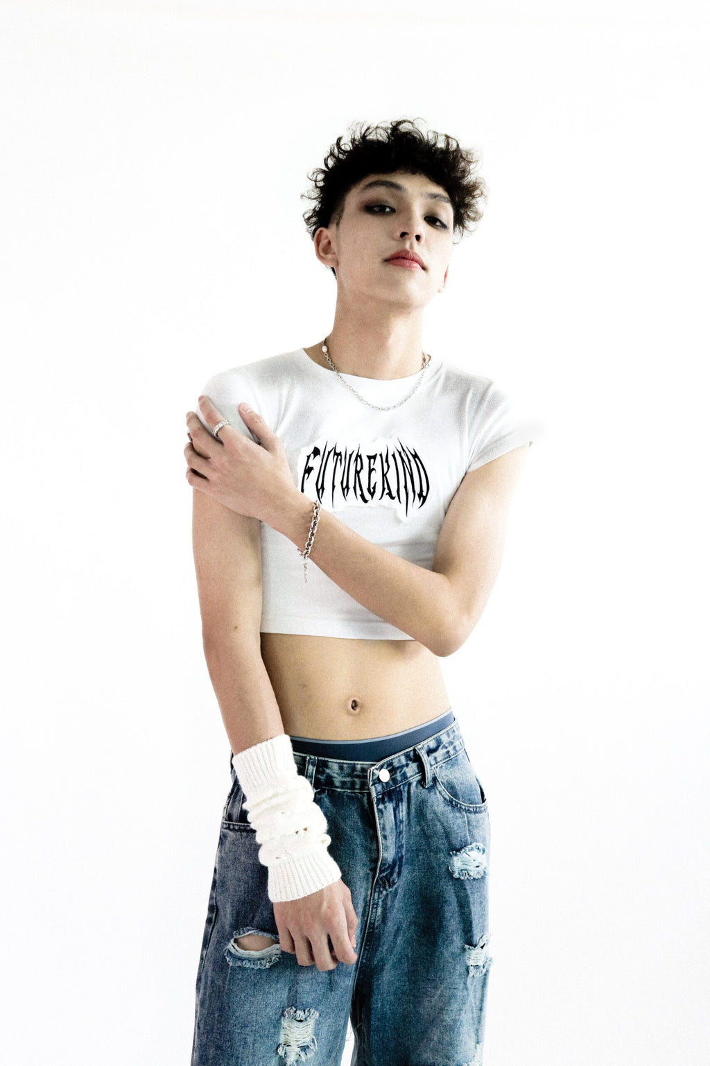 Sand Structure Crop Top Khaki