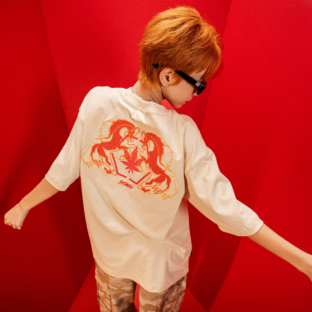 Dark Horse : Twin Horses Tee Beige