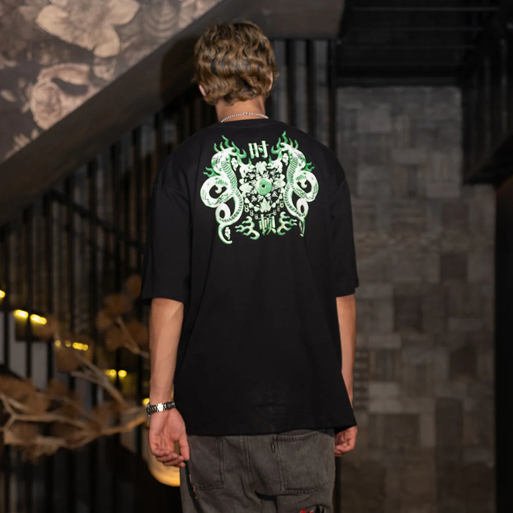 Golden Jade : Duo Snake Tee Black