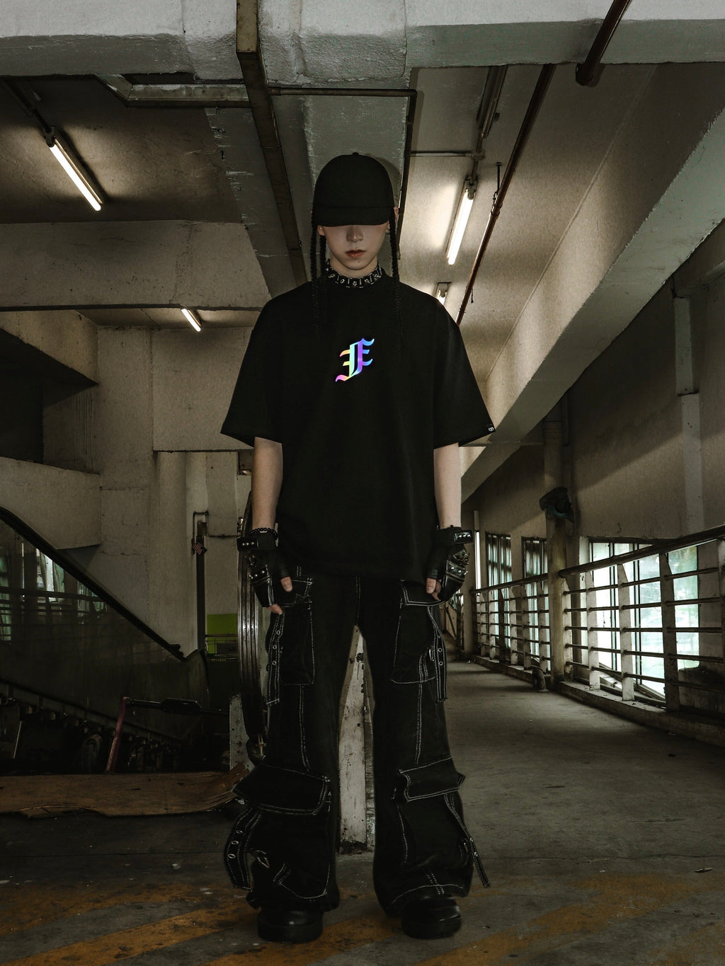 Rainbow Reflective Dragon Aura Tee Black