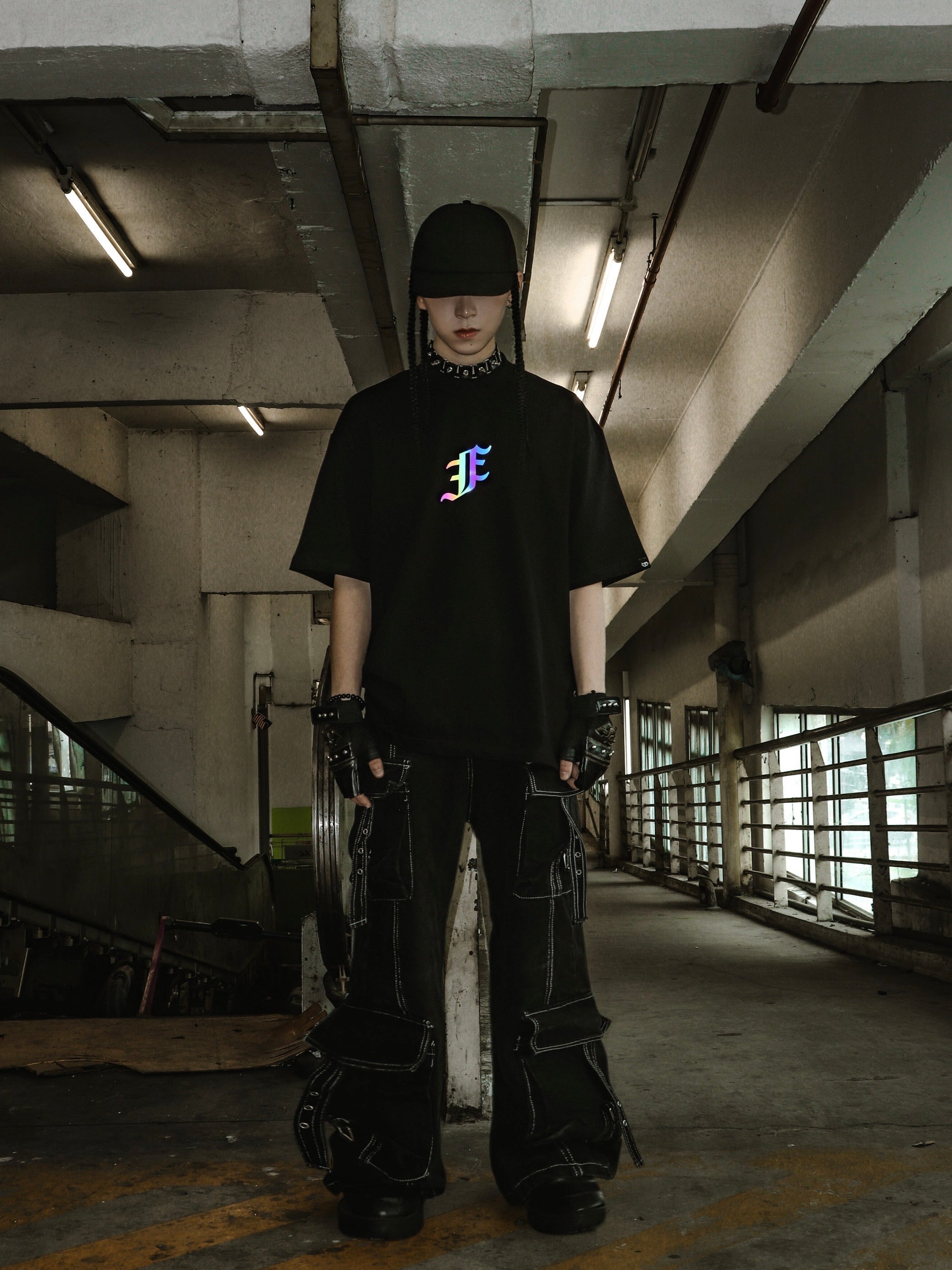 Rainbow Reflective Dragon Aura Tee Black