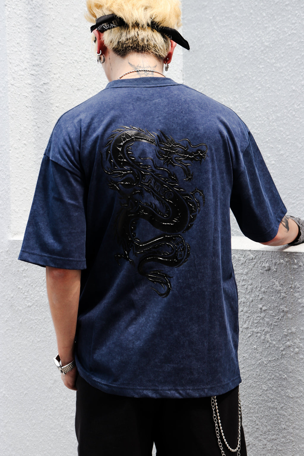 Dark Dragon Stoned Wash Tee Blue