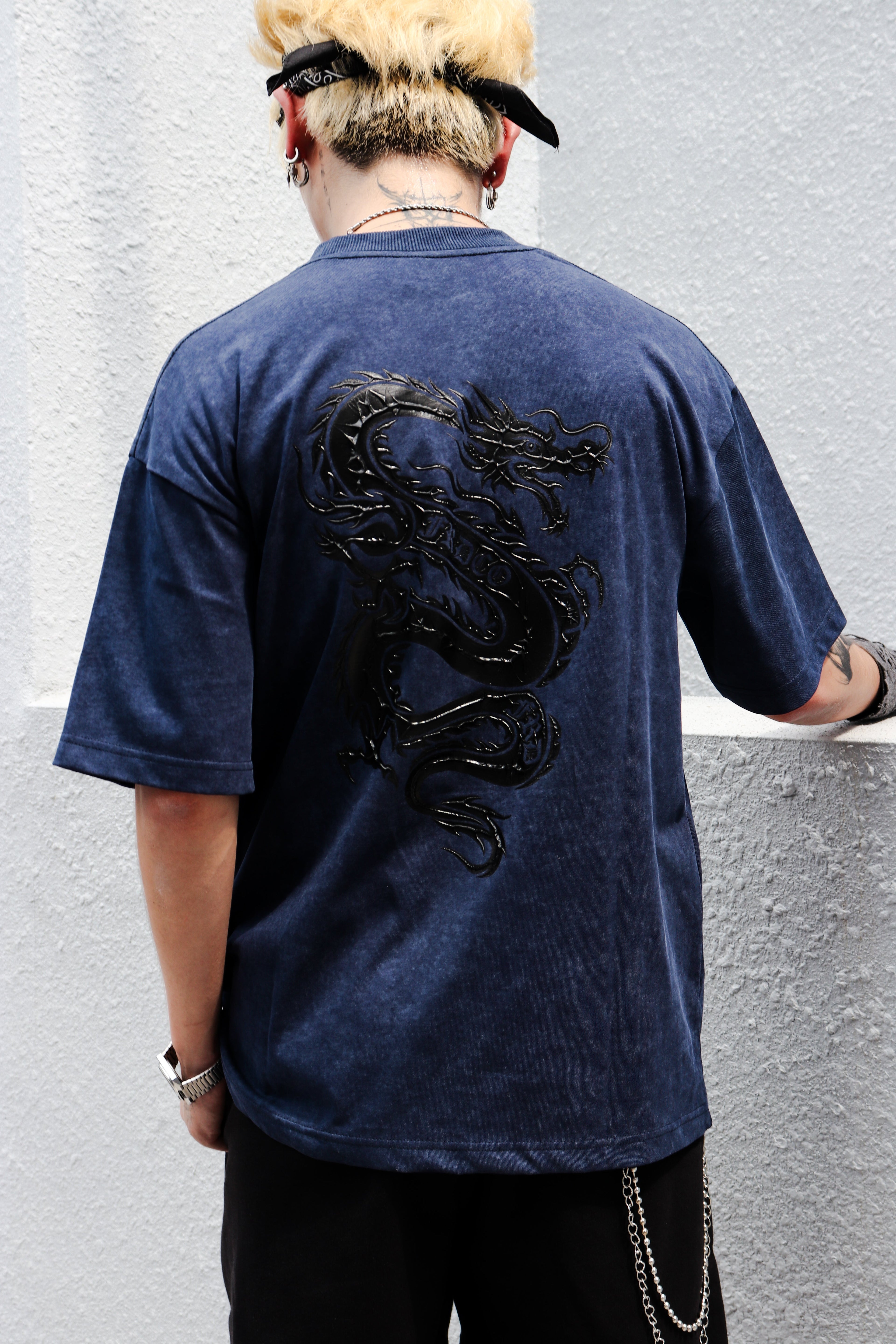 Dark Dragon Stoned Wash Tee Blue
